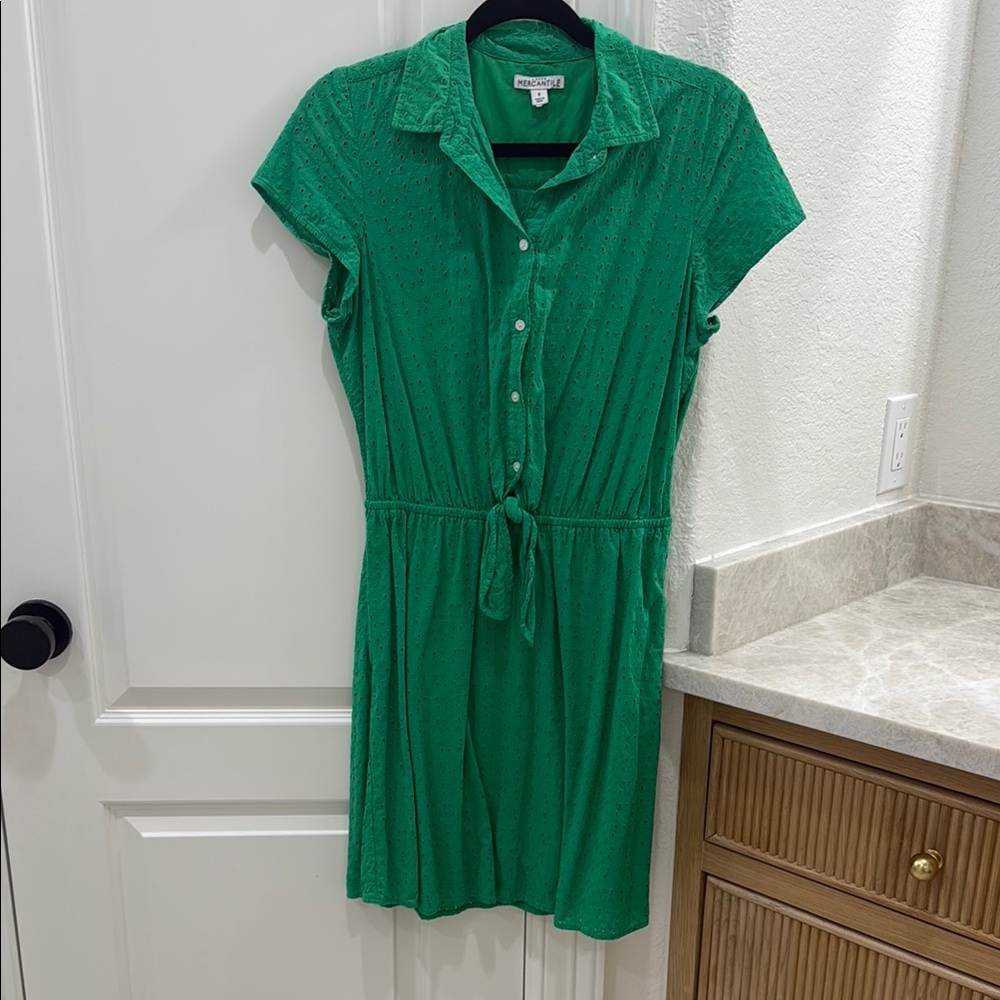 J. Crew Factory Green Polo Collar A-Line Mini Dress